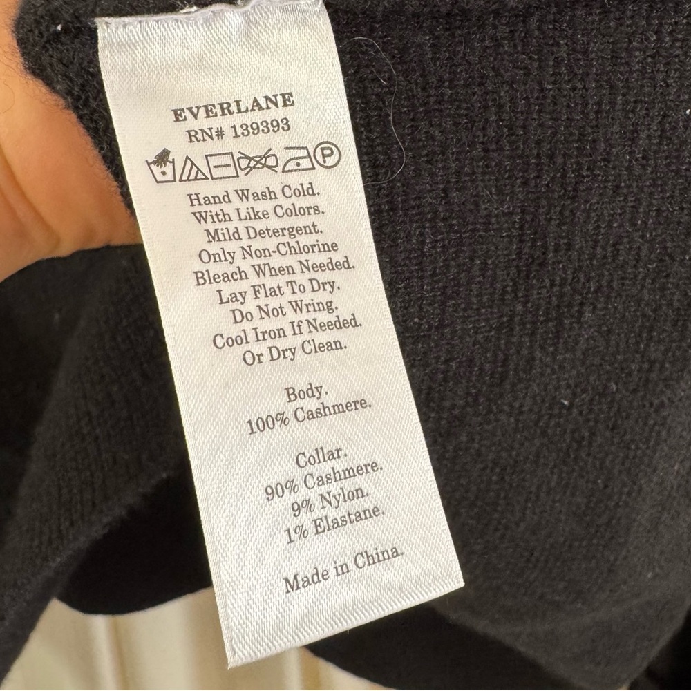 Everlane Black 100% Cashmere Mock Neck Sweater Fall Winter Cozy Size XL - Picture 5 of 6